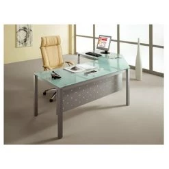 SANS MARQUE Bureau Droit Plateau En Verre Aigue-marine L 80 X P 80 Cm, Piétement Métal Droit - Next - Aluminium - Maxiburo - Aluminium -France Bureau Soldes 2022 47307536 4