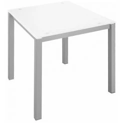 SANS MARQUE Bureau Droit Plateau En Verre Blanc L 120 X P 80 Cm, Piétement Métal Droit - Next - Aluminium - Maxiburo - Aluminium