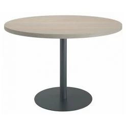 SANS MARQUE Table De Réunion Ronde Chêne Gris Ø 120 Cm - Piétement Anthracite - Arch - Maxiburo - Anthracite