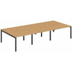 SANS MARQUE Pôle 6 Bureaux L 360 Cm Plateaux Hêtre, Piètement Métal Anthracite - Team Line - Maxiburo - Anthracite