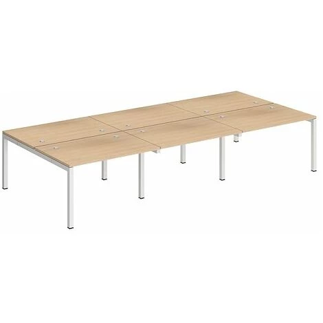 SANS MARQUE Pôle 6 Bureaux L 360 Cm Plateaux Chêne, Piètement Métal Blanc - Team Line - Maxiburo - Blanc 3 SANS MARQUE Pôle 6 Bureaux L 360 Cm Plateaux Chêne, Piètement Métal Blanc - Team Line - Maxiburo - Blanc
