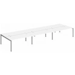 SANS MARQUE Pôle 6 Bureaux L 540 Cm Plateaux Blanc, Piètement Métal Aluminium - Team Line - Maxiburo - Aluminium