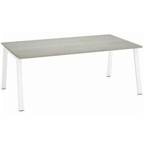 SANS MARQUE Bureau Manager Chêne Gris 200 X 100 Cm, Piétement Métal Blanc - Arch - Maxiburo - Blanc 3 SANS MARQUE Bureau Manager Chêne Gris 200 X 100 Cm, Piétement Métal Blanc - Arch - Maxiburo - Blanc