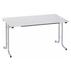 SANS MARQUE Table Rectangulaire Pliante Plateau Gris Clair L 140 X P 70 Cm - Classique - Piétement Aluminium - Maxiburo - Aluminium