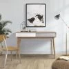 AUTRES Bureau Avec 2 Tiroirs - Scandinave - NEW SOFIA - Chene Blanc Gris Motifs - L 120 X P 55 X H 78 Cm -France Bureau Soldes 2022 47328869 1
