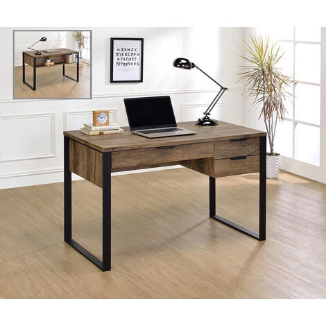 Bureau Avec 3 Tiroirs Et 1 Niche En MDF - Longueur 120 X Largeur 60 X Hauteur 76 Cm -PEGANE- 3 Bureau Avec 3 Tiroirs Et 1 Niche En MDF - Longueur 120 X Largeur 60 X Hauteur 76 Cm -PEGANE-
