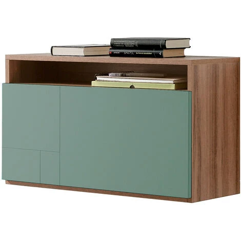 HERDASA Bureau Mural, Modèle OPORTO, En Mélamine Noyer Et Porte Rabattable Vert. - Noyer Vert 3 HERDASA Bureau Mural, Modèle OPORTO, En Mélamine Noyer Et Porte Rabattable Vert. - Noyer Vert