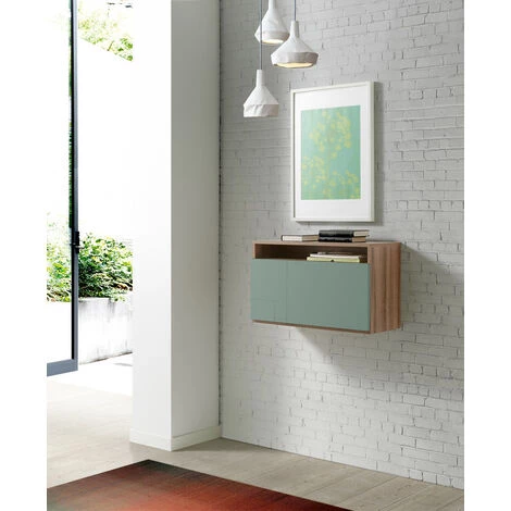 HERDASA Bureau Mural, Modèle OPORTO, En Mélamine Noyer Et Porte Rabattable Vert. - Noyer Vert 4 HERDASA Bureau Mural, Modèle OPORTO, En Mélamine Noyer Et Porte Rabattable Vert. - Noyer Vert – Image 2