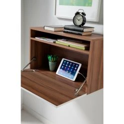 HERDASA Bureau Mural, Modèle OPORTO, En Mélamine Noyer Et Porte Rabattable Vert. - Noyer Vert 8 HERDASA Bureau Mural, Modèle OPORTO, En Mélamine Noyer Et Porte Rabattable Vert. - Noyer Vert -France Bureau Soldes 2022 47464134 3