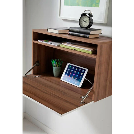 HERDASA Bureau Mural, Modèle OPORTO, En Mélamine Noyer Et Porte Rabattable Vert. - Noyer Vert 5 HERDASA Bureau Mural, Modèle OPORTO, En Mélamine Noyer Et Porte Rabattable Vert. - Noyer Vert – Image 3