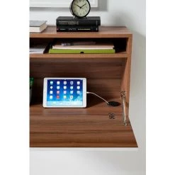 HERDASA Bureau Mural, Modèle OPORTO, En Mélamine Noyer Et Porte Rabattable Vert. - Noyer Vert 9 HERDASA Bureau Mural, Modèle OPORTO, En Mélamine Noyer Et Porte Rabattable Vert. - Noyer Vert -France Bureau Soldes 2022 47464134 4