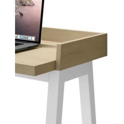 HERDASA Bureau, Modèle BERLIN, En Mélamine Et Pieds En Hêtre Massif. - Chêne Clair Blanc -France Bureau Soldes 2022 47464139 3