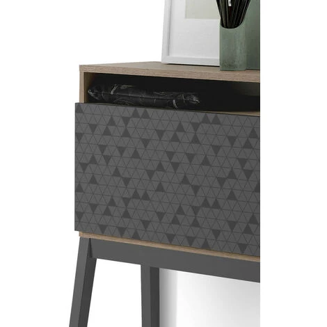 HERDASA Bureau, Modèle BRISTOL, En Mélamine Avec Porte Pliable Sérigraphié Et Pieds En Hêtre Massif. - Noyer|Graphite Géométrie 5 HERDASA Bureau, Modèle BRISTOL, En Mélamine Avec Porte Pliable Sérigraphié Et Pieds En Hêtre Massif. - Noyer|Graphite Géométrie – Image 3