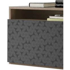 HERDASA Bureau Mural, Modèle OPORTO, En Mélamine Noyer, Avec Porte Pliable Graphite Sérigraphié. - Noyer Et Graphite Géométrie -France Bureau Soldes 2022 47464245 3