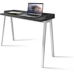 HERDASA Bureau, Modèle BERLIN, En Mélamine Et Pieds En Hêtre Massif. - Graphite Blanc