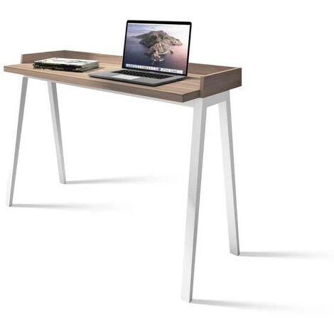 HERDASA Bureau, Modèle BERLIN, En Mélamine Couleur Noyer Et Pieds En Hêtre Massif Laqués. - Noyer Blanc 3 HERDASA Bureau, Modèle BERLIN, En Mélamine Couleur Noyer Et Pieds En Hêtre Massif Laqués. - Noyer Blanc