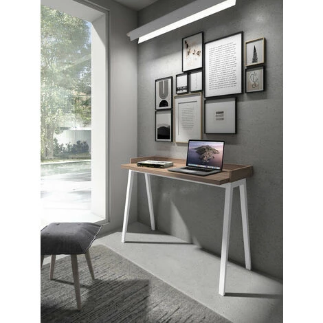 HERDASA Bureau, Modèle BERLIN, En Mélamine Couleur Noyer Et Pieds En Hêtre Massif Laqués. - Noyer Blanc 4 HERDASA Bureau, Modèle BERLIN, En Mélamine Couleur Noyer Et Pieds En Hêtre Massif Laqués. - Noyer Blanc – Image 2