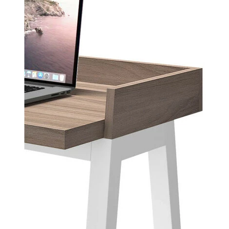 HERDASA Bureau, Modèle BERLIN, En Mélamine Couleur Noyer Et Pieds En Hêtre Massif Laqués. - Noyer Blanc 5 HERDASA Bureau, Modèle BERLIN, En Mélamine Couleur Noyer Et Pieds En Hêtre Massif Laqués. - Noyer Blanc – Image 3