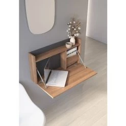 HERDASA Bureau Mural, Modèle TURIN, En Mélamine Noyer Et Graphite. -France Bureau Soldes 2022 47464267 3