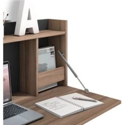 HERDASA Bureau Mural, Modèle TURIN, En Mélamine Noyer Et Graphite. -France Bureau Soldes 2022 47464267 5