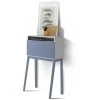 HERDASA Bureau, Modèle BRISTOL, En Mélamine Blanc Avec Pieds Et Porte Pliable Bleu. - Bleu