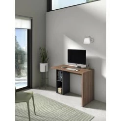 HERDASA Bureau, Collection NELLE, Avec étagère Inférieure. - Noyer|Graphite -France Bureau Soldes 2022 47464300 2