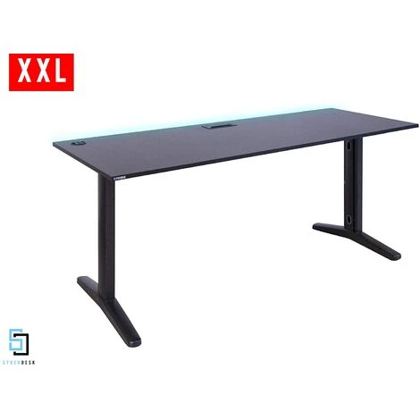 SYBERDESK Bureau Gaming ULTRA XXL - 165 X 68 X 74-75 Cm - Ordinateur Bureau De Jeu Avec LED - Systeme De Gestion Des C�bles Dans Le Cadre - Noir - Gaming Desk - Noir 4 SYBERDESK Bureau Gaming ULTRA XXL - 165 X 68 X 74-75 Cm - Ordinateur Bureau De Jeu Avec LED - Systeme De Gestion Des C�bles Dans Le Cadre - Noir - Gaming Desk - Noir – Image 2