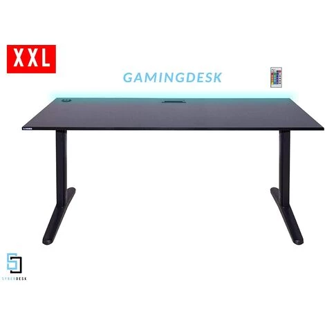 SYBERDESK Bureau Gaming ULTRA XXL - 165 X 68 X 74-75 Cm - Ordinateur Bureau De Jeu Avec LED - Systeme De Gestion Des C�bles Dans Le Cadre - Noir - Gaming Desk - Noir 5 SYBERDESK Bureau Gaming ULTRA XXL - 165 X 68 X 74-75 Cm - Ordinateur Bureau De Jeu Avec LED - Systeme De Gestion Des C�bles Dans Le Cadre - Noir - Gaming Desk - Noir – Image 3