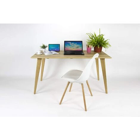 SYBERDESK Bureau En Bois De Chene Massif - Bureau D'ordinateur - Bureau En Bois - Bureau De Bureau - Bureau Sur Mesure - Bureau De Bureau - 132 X 65 X 72h - Naturel 4 SYBERDESK Bureau En Bois De Chene Massif - Bureau D'ordinateur - Bureau En Bois - Bureau De Bureau - Bureau Sur Mesure - Bureau De Bureau - 132 X 65 X 72h - Naturel – Image 2