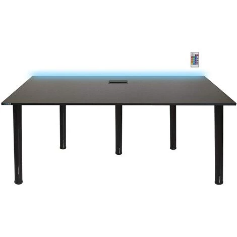 SYBERDESK Bureau Gaming PRO LED XXL - 165 X 68 X 73-76cm - Ordinateur Bureau De Jeu Avec LED - Noir - Gaming Desk - Noir 3 SYBERDESK Bureau Gaming PRO LED XXL - 165 X 68 X 73-76cm - Ordinateur Bureau De Jeu Avec LED - Noir - Gaming Desk - Noir