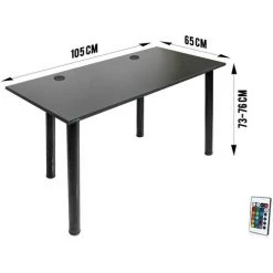 Bureau Gaming SyberDesk Bureau De Jeu Pour Gamers 105 Cm X 65 Cm � Bureau D'ordinateur Pour Bureau A Domicile � Petit Bureau Avec Lumieres LED � Bureau Noir Pour Jeu Avec Organiseurs De C�bles - Noir -France Bureau Soldes 2022 47523808 3