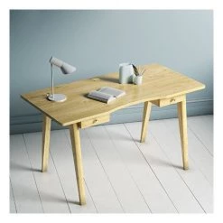 WOODMAN Bureau Scandinave 2 Tiroirs 140x70x75 Cm Décor Chêne Naturel