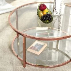 HOMEINBOX Table D'appoint CANALES Avec Plateau Rond En Verre Trempé Pointu 5028 -France Bureau Soldes 2022 47837794 3