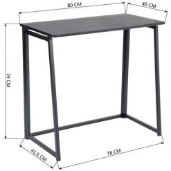HOMEINBOX Bureau Informatique Pliable, Table Pliable - Cadre En Métal, Style Industriel - Noir 5816 -France Bureau Soldes 2022 47838070 5