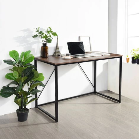 HOMEINBOX Bureau D'ordinateur Table De Travail En Aggloméré Et Table De Bureau En Acier 120x60x75cm Noir+Chêne Foncé 5362 3 HOMEINBOX Bureau D'ordinateur Table De Travail En Aggloméré Et Table De Bureau En Acier 120x60x75cm Noir+Chêne Foncé 5362