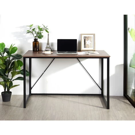 HOMEINBOX Bureau D'ordinateur Table De Travail En Aggloméré Et Table De Bureau En Acier 120x60x75cm Noir+Chêne Foncé 5362 4 HOMEINBOX Bureau D'ordinateur Table De Travail En Aggloméré Et Table De Bureau En Acier 120x60x75cm Noir+Chêne Foncé 5362 – Image 2