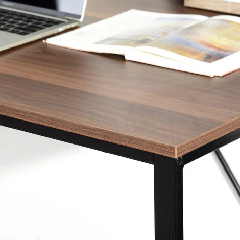 HOMEINBOX Bureau D'ordinateur Table De Travail En Aggloméré Et Table De Bureau En Acier 120x60x75cm Noir+Chêne Foncé 5362 6 HOMEINBOX Bureau D'ordinateur Table De Travail En Aggloméré Et Table De Bureau En Acier 120x60x75cm Noir+Chêne Foncé 5362 – Image 4