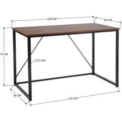 HOMEINBOX Bureau D'ordinateur Table De Travail En Aggloméré Et Table De Bureau En Acier 120x60x75cm Noir+Chêne Foncé 5362 11 HOMEINBOX Bureau D'ordinateur Table De Travail En Aggloméré Et Table De Bureau En Acier 120x60x75cm Noir+Chêne Foncé 5362 -France Bureau Soldes 2022 47838083 5