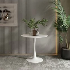 HOMEINBOX Table De Salle à Manger Blanche Table De Cuisine Ronde Avec Tube En Acier Brillant Et Base 80 X 80 X 73 Cm De Haut Convient à 2-4 Places Design En Forme De Tulipe 8249 9 HOMEINBOX Table De Salle à Manger Blanche Table De Cuisine Ronde Avec Tube En Acier Brillant Et Base 80 X 80 X 73 Cm De Haut Convient à 2-4 Places Design En Forme De Tulipe 8249 -France Bureau Soldes 2022 47838084 3