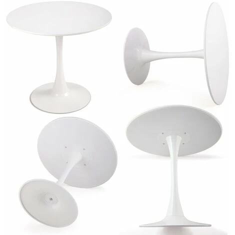HOMEINBOX Table De Salle à Manger Blanche Table De Cuisine Ronde Avec Tube En Acier Brillant Et Base 80 X 80 X 73 Cm De Haut Convient à 2-4 Places Design En Forme De Tulipe 8249 7 HOMEINBOX Table De Salle à Manger Blanche Table De Cuisine Ronde Avec Tube En Acier Brillant Et Base 80 X 80 X 73 Cm De Haut Convient à 2-4 Places Design En Forme De Tulipe 8249 – Image 5
