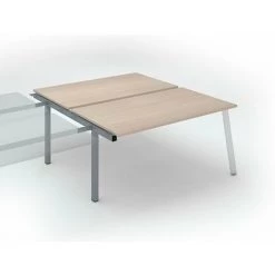 SANS MARQUE Pôle De 2 Bureaux Droits Chêne Clair L 160 X P 60 Cm, Piétement Métal Aluminium - Arch - Elément Suivant - Maxiburo - Aluminium