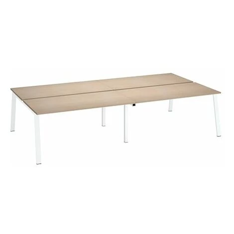 SANS MARQUE Pôle De 4 Bureaux Droits Chêne Clair L 160 X P 80 Cm, Piétement Métal Blanc - Arch - Maxiburo - Blanc 3 SANS MARQUE Pôle De 4 Bureaux Droits Chêne Clair L 160 X P 80 Cm, Piétement Métal Blanc - Arch - Maxiburo - Blanc