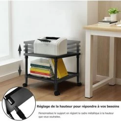 COSTWAY Support Pour Imprimante à Roulettes Verrouillable, Rangement 2 Niveaux, Meuble Pour Bureau 48 X 40 X 40 Cm Noir -France Bureau Soldes 2022 47946127 4
