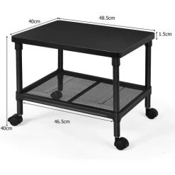 COSTWAY Support Pour Imprimante à Roulettes Verrouillable, Rangement 2 Niveaux, Meuble Pour Bureau 48 X 40 X 40 Cm Noir -France Bureau Soldes 2022 47946127 5