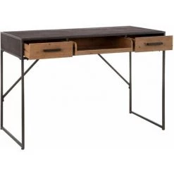 ALTOBUY KAHLA - Bureau 2 Tiroirs 1 Plateau Coulissant Bois Et Métal - Marron Foncé -France Bureau Soldes 2022 47950378 3