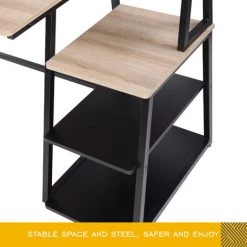 HOMOOI Bureau D'Ordinateur Avec Rangement Bois Noir&Chêne Table D'écriture Poste De Travail Pour Bureau Domicile 140x60x90cm H01B5130P 10 HOMOOI Bureau D'Ordinateur Avec Rangement Bois Noir&Chêne Table D'écriture Poste De Travail Pour Bureau Domicile 140x60x90cm H01B5130P -France Bureau Soldes 2022 48016462 4