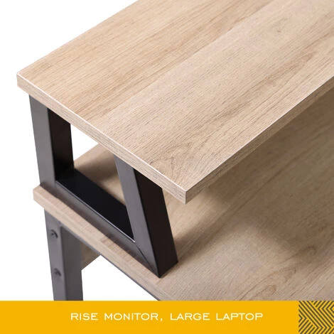 HOMOOI Bureau D'Ordinateur Avec Rangement Bois Noir&Chêne Table D'écriture Poste De Travail Pour Bureau Domicile 140x60x90cm H01B5130P 7 HOMOOI Bureau D'Ordinateur Avec Rangement Bois Noir&Chêne Table D'écriture Poste De Travail Pour Bureau Domicile 140x60x90cm H01B5130P – Image 5