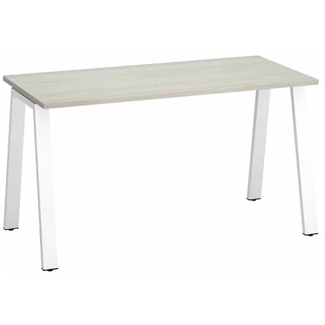 SANS MARQUE Bureau Droit Individuel Chêne Gris 140 X 60 Cm, Piétement Métal Blanc - Arch - Maxiburo - Blanc 3 SANS MARQUE Bureau Droit Individuel Chêne Gris 140 X 60 Cm, Piétement Métal Blanc - Arch - Maxiburo - Blanc