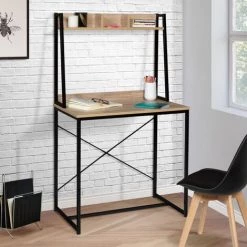IDMARKET Bureau étagère Droit DETROIT Design Industriel