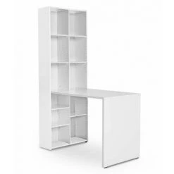 DECO IN PARIS Bureau Blanc Avec Bibliothèque Intégrée CARLO - Blanc